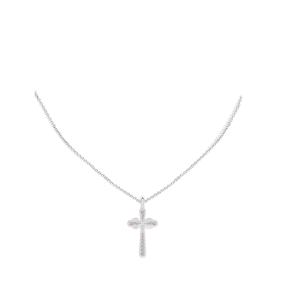 1.5mm IJI1I2 Pave-Set Diamond Cross and Sideways Infinity Pendant in White Gold pen