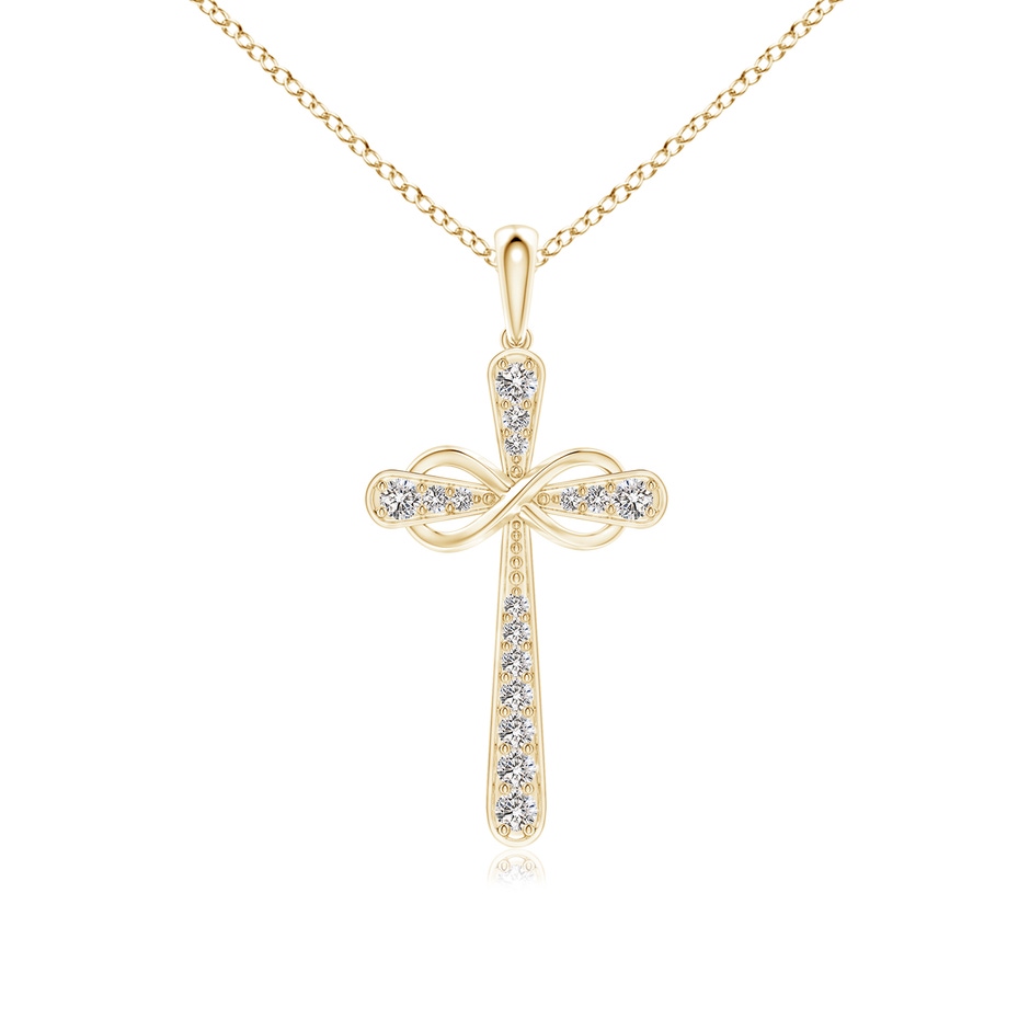 1.5mm IJI1I2 Pave-Set Diamond Cross and Sideways Infinity Pendant in Yellow Gold 
