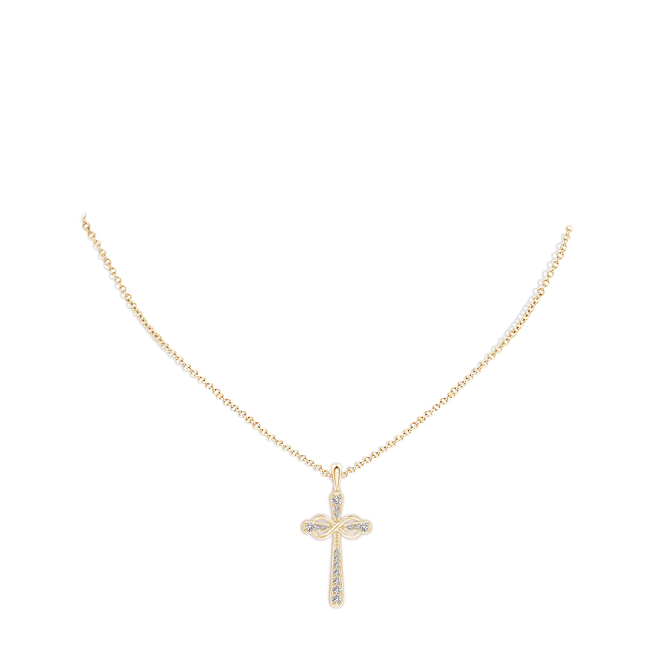1.5mm IJI1I2 Pave-Set Diamond Cross and Sideways Infinity Pendant in Yellow Gold pen