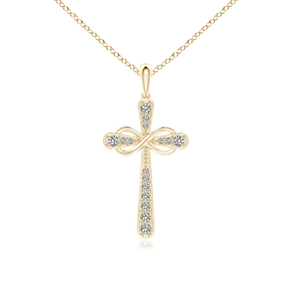 1.5mm KI3 Pave-Set Diamond Cross and Sideways Infinity Pendant in 18K Yellow Gold 