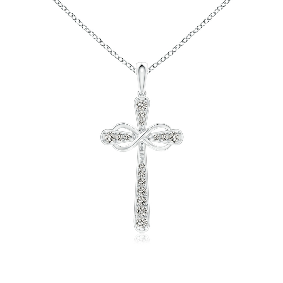 1.5mm KI3 Pave-Set Diamond Cross and Sideways Infinity Pendant in White Gold 