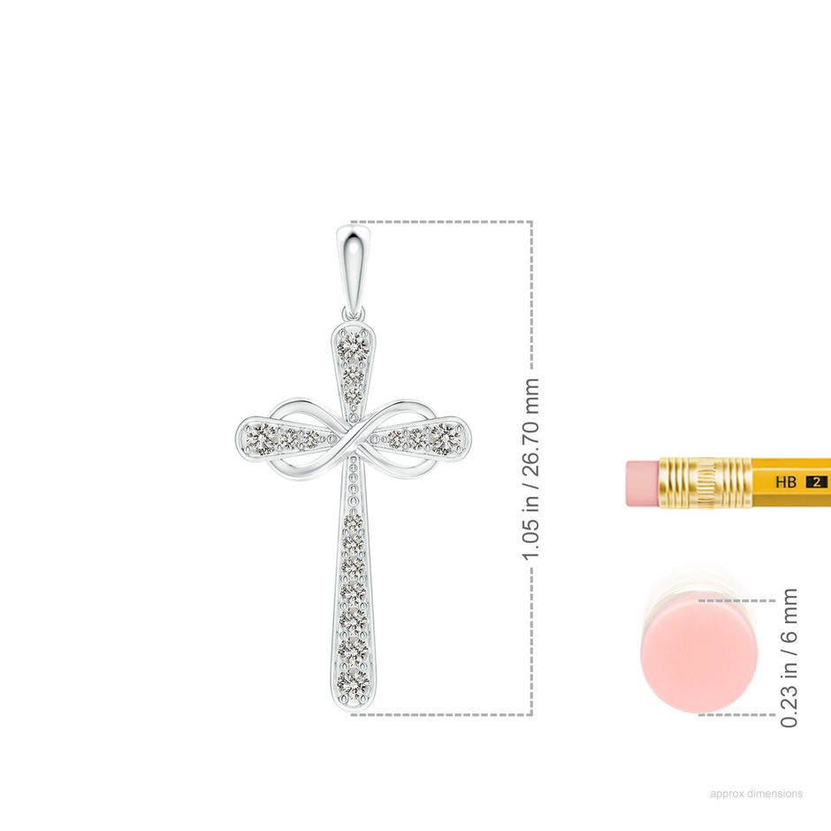 1.5mm KI3 Pave-Set Diamond Cross and Sideways Infinity Pendant in White Gold ruler