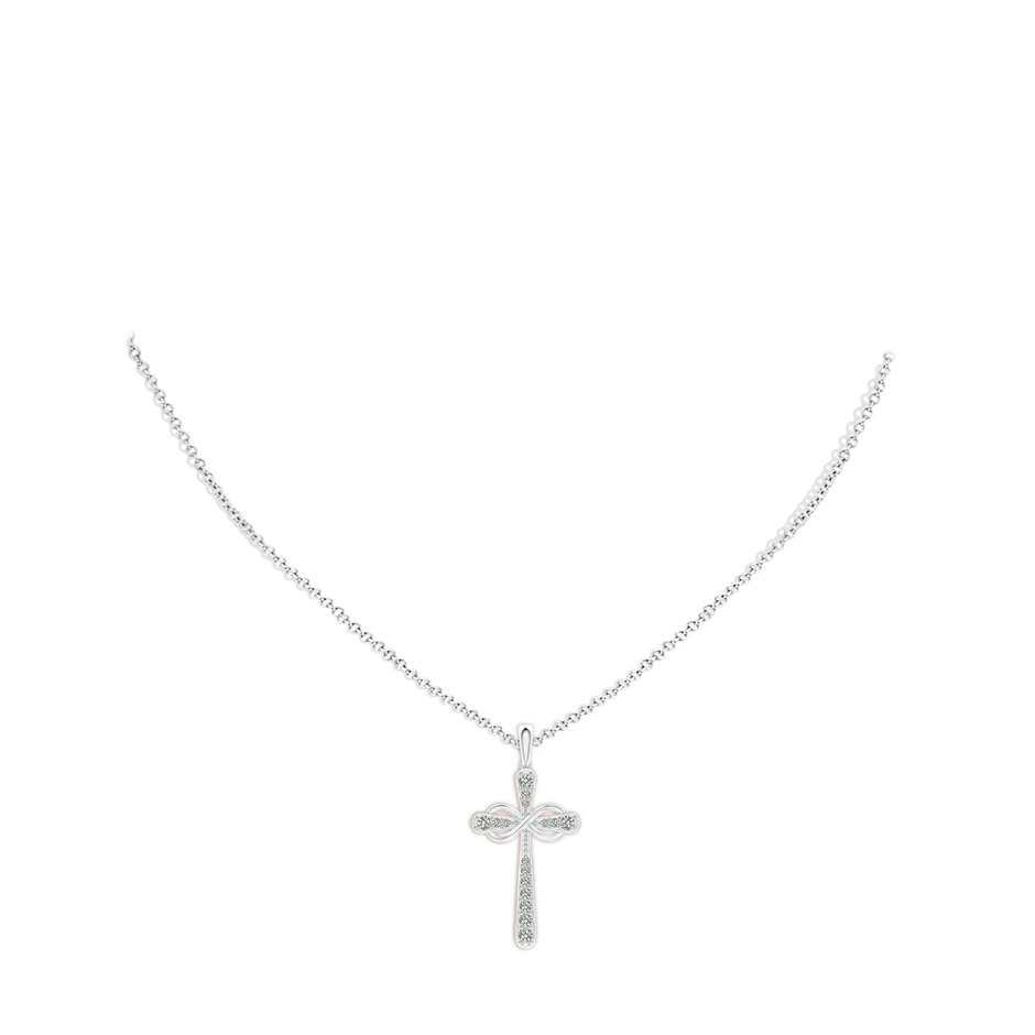 1.5mm KI3 Pave-Set Diamond Cross and Sideways Infinity Pendant in White Gold pen