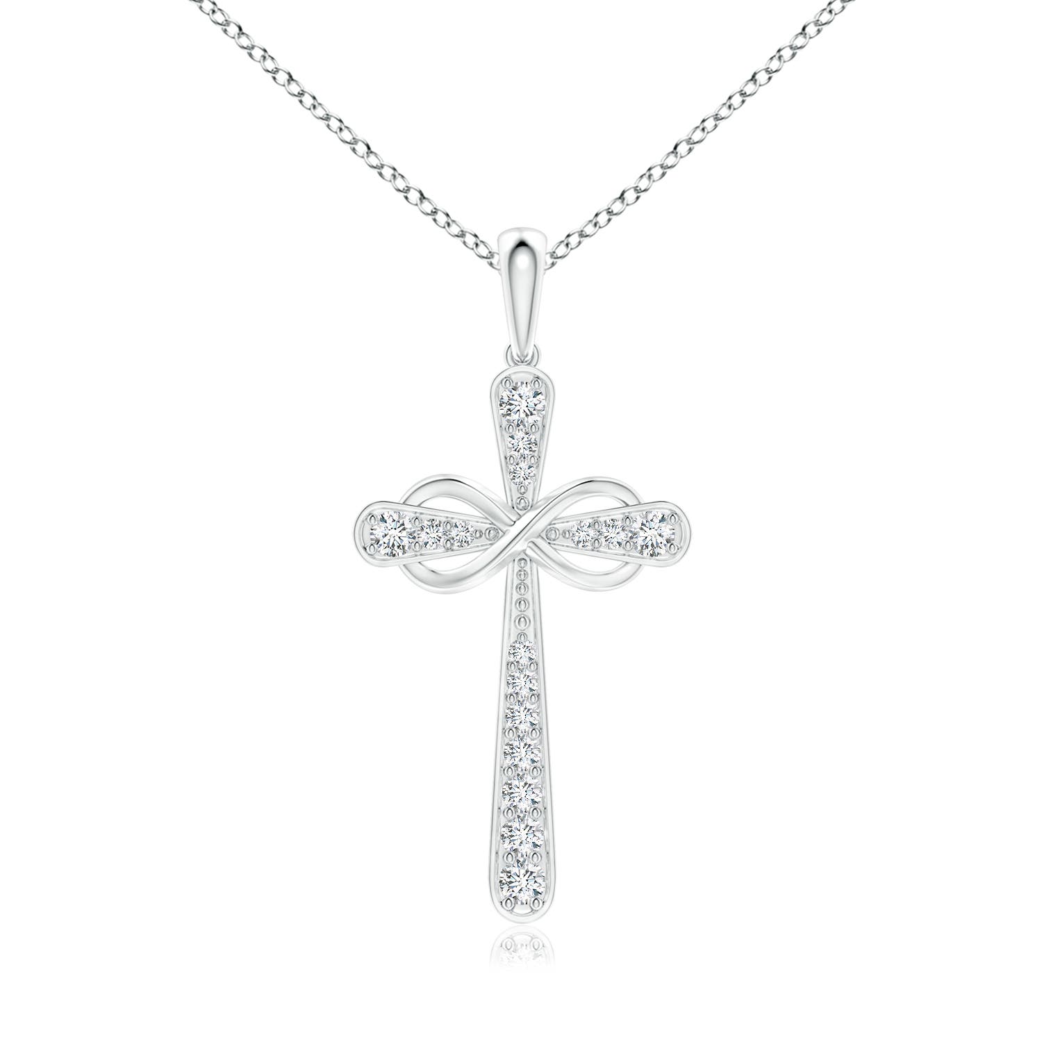 Pave-Set Diamond Cross and Sideways Infinity Pendant | Angara