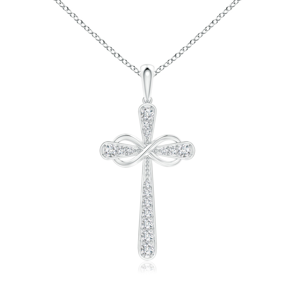 1.65mm GVS2 Pave-Set Diamond Cross and Sideways Infinity Pendant in White Gold 