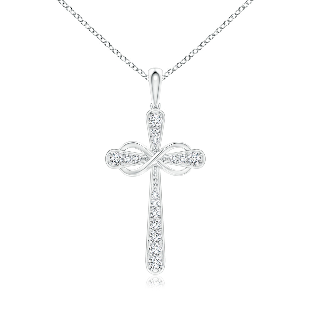 1.65mm GVS2 Pave-Set Diamond Cross and Sideways Infinity Pendant in White Gold