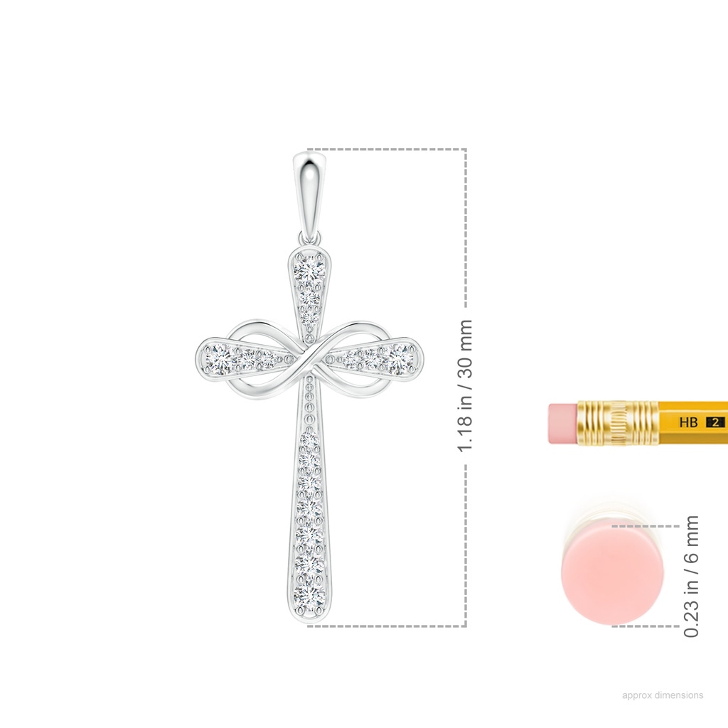 1.65mm GVS2 Pave-Set Diamond Cross and Sideways Infinity Pendant in White Gold ruler