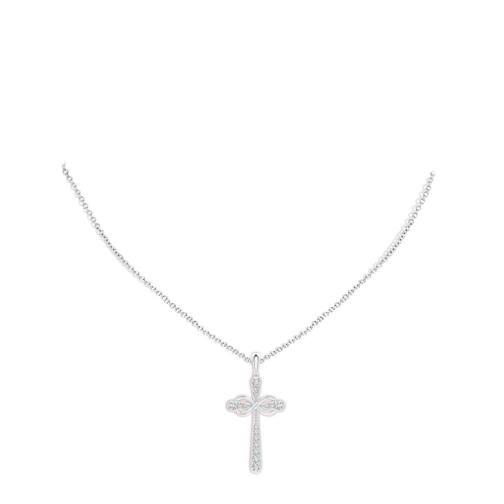 1.65mm GVS2 Pave-Set Diamond Cross and Sideways Infinity Pendant in White Gold pen