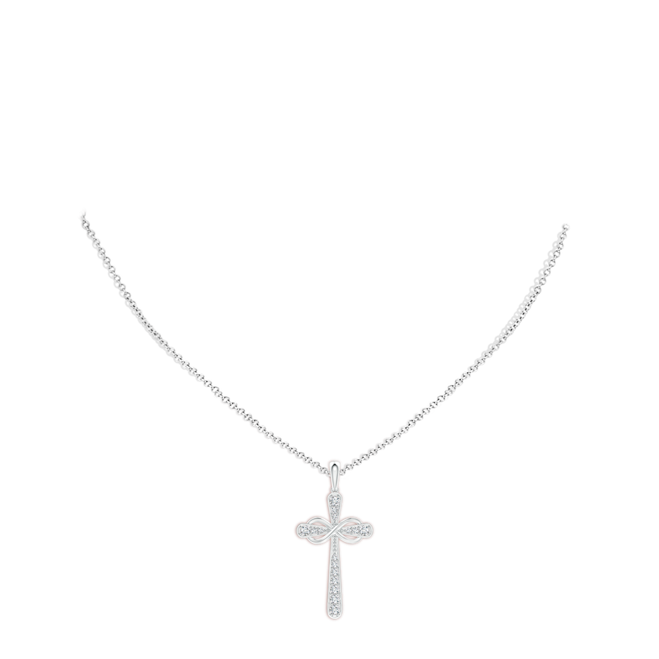 1.65mm GVS2 Pave-Set Diamond Cross and Sideways Infinity Pendant in White Gold pen