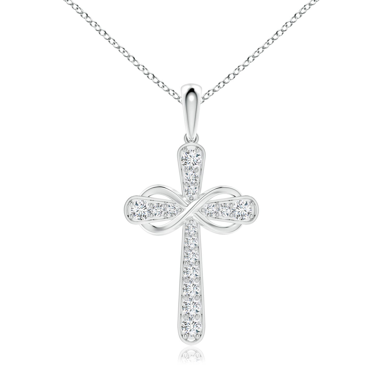 2.6mm GVS2 Pave-Set Diamond Cross and Sideways Infinity Pendant in 18CT White Gold