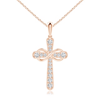 2.6mm GVS2 Pave-Set Diamond Cross and Sideways Infinity Pendant in 9K Rose Gold