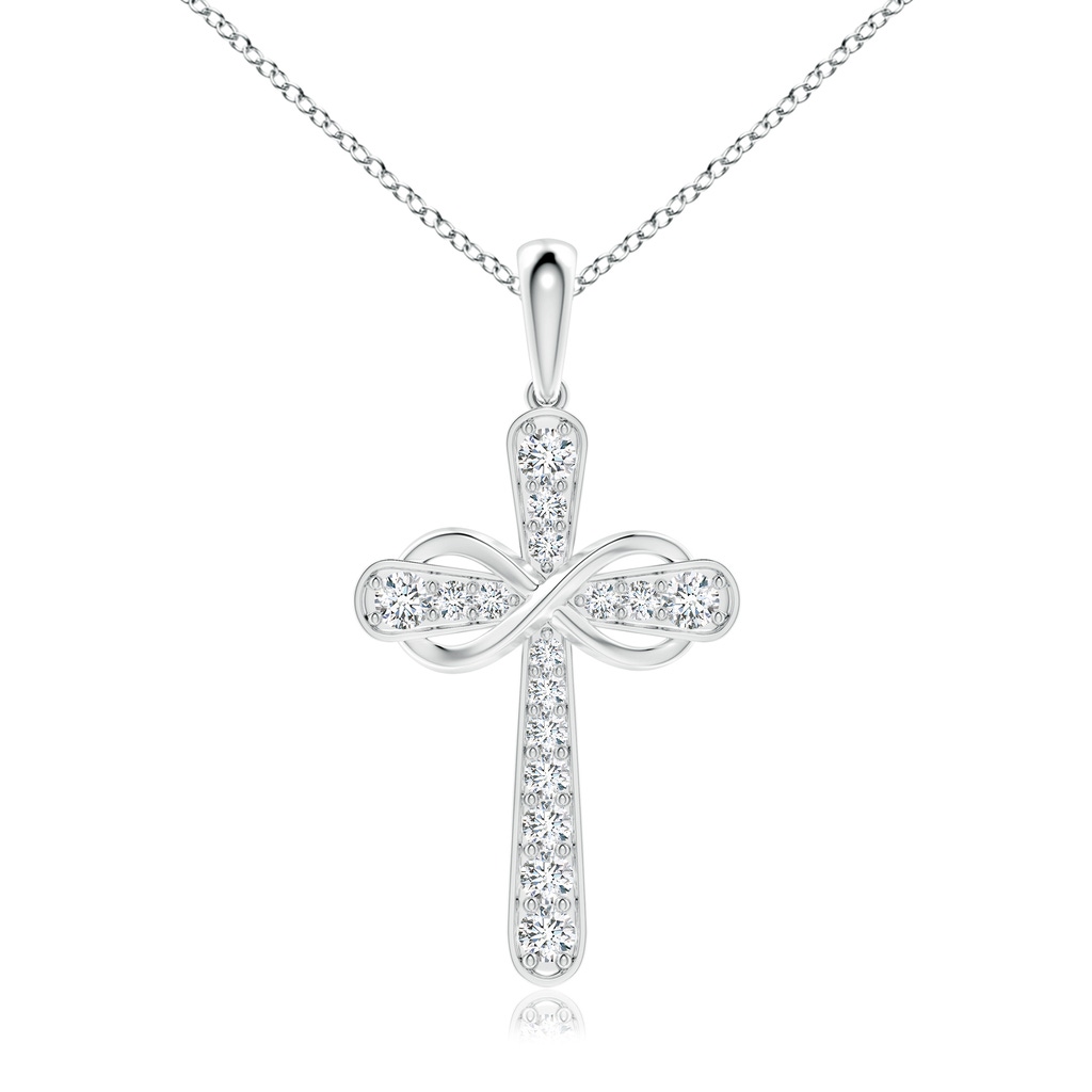 2.6mm GVS2 Pave-Set Diamond Cross and Sideways Infinity Pendant in P950 Platinum
