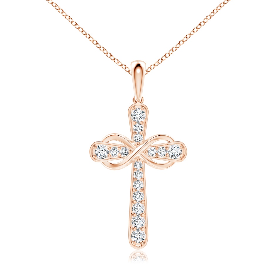 2.6mm GVS2 Pave-Set Diamond Cross and Sideways Infinity Pendant in Rose Gold 