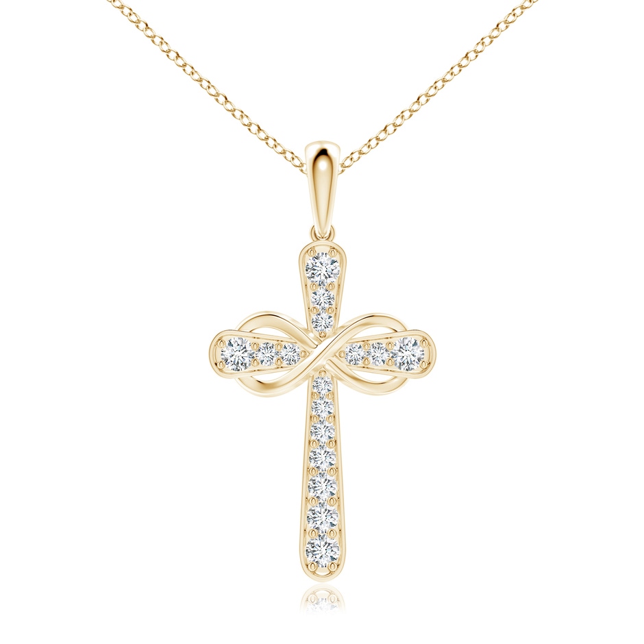 2.6mm GVS2 Pave-Set Diamond Cross and Sideways Infinity Pendant in Yellow Gold 