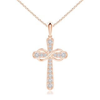 2.6mm HSI2 Pave-Set Diamond Cross and Sideways Infinity Pendant in Rose Gold