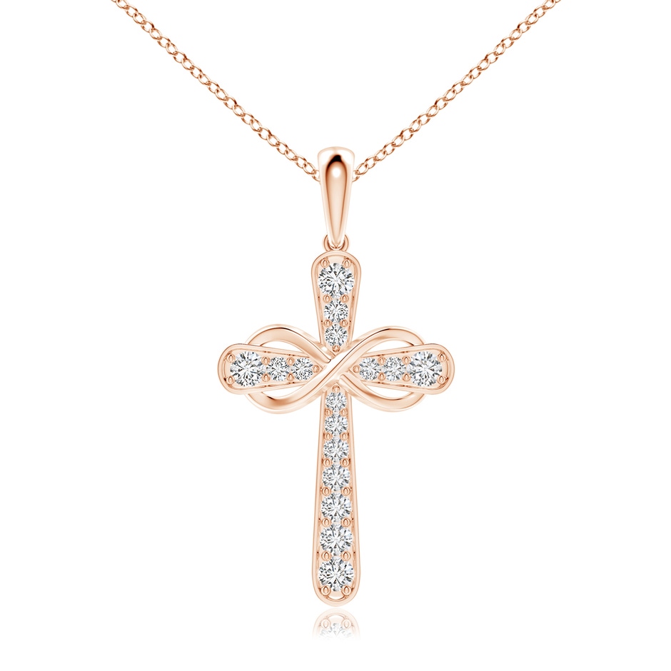 2.6mm HSI2 Pave-Set Diamond Cross and Sideways Infinity Pendant in Rose Gold 