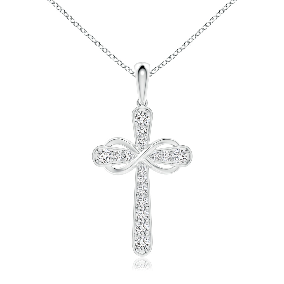 2.6mm HSI2 Pave-Set Diamond Cross and Sideways Infinity Pendant in White Gold 