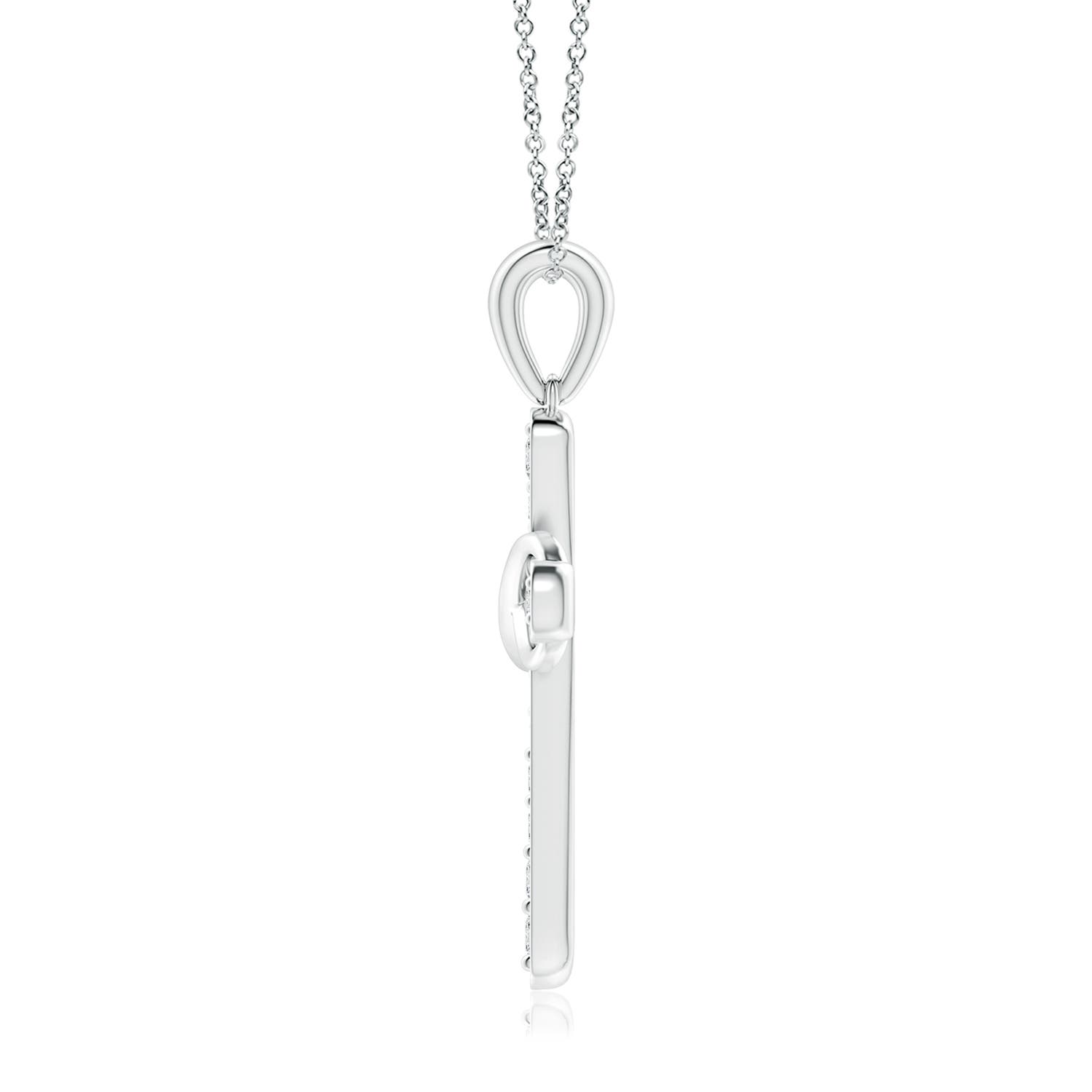 2.6mm HSI2 Pave-Set Diamond Cross and Sideways Infinity Pendant in White Gold