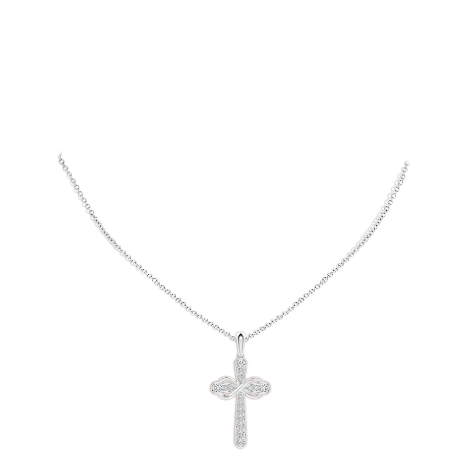 2.6mm HSI2 Pave-Set Diamond Cross and Sideways Infinity Pendant in White Gold pen