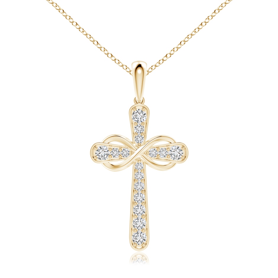2.6mm HSI2 Pave-Set Diamond Cross and Sideways Infinity Pendant in Yellow Gold 