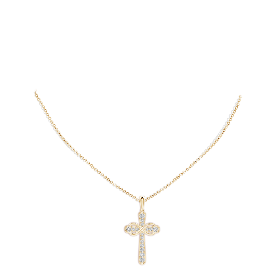 2.6mm HSI2 Pave-Set Diamond Cross and Sideways Infinity Pendant in Yellow Gold pen
