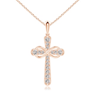 2.6mm IJI1I2 Pave-Set Diamond Cross and Sideways Infinity Pendant in Rose Gold