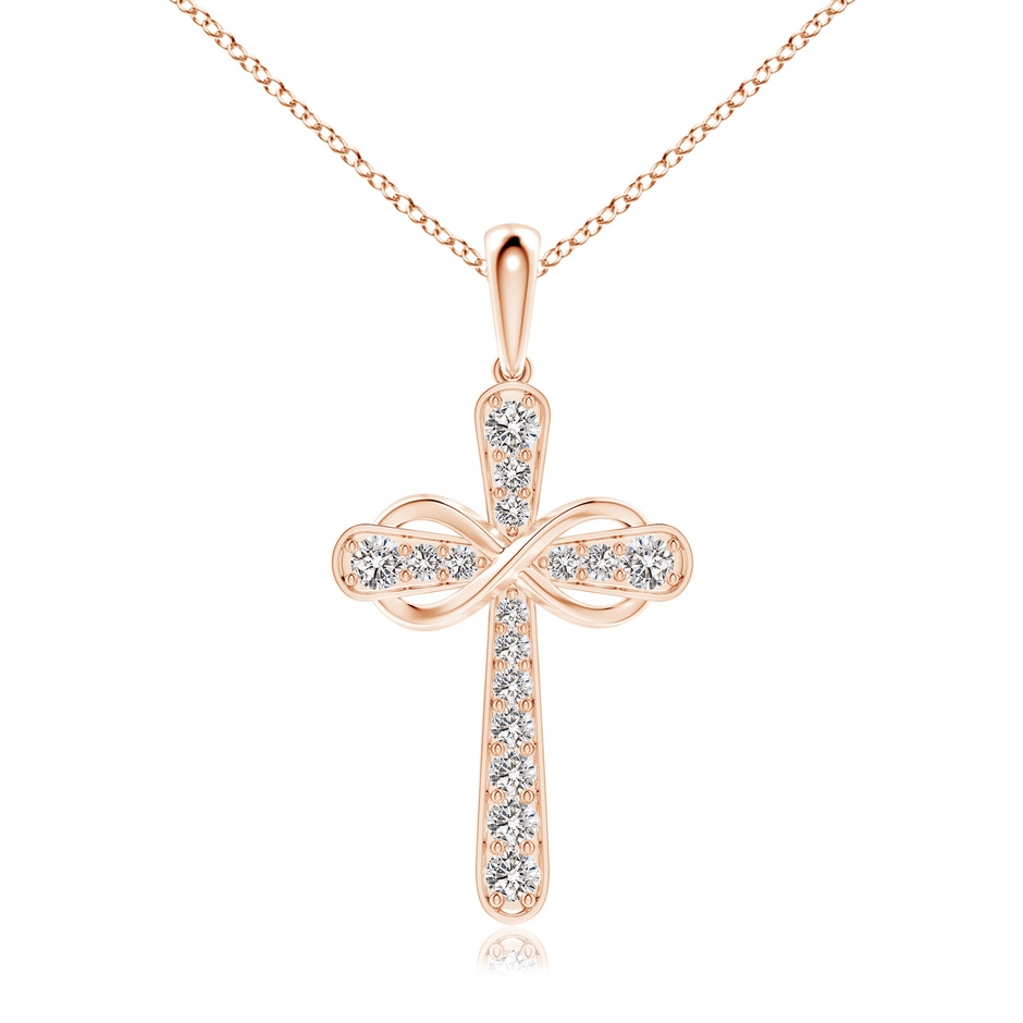 2.6mm IJI1I2 Pave-Set Diamond Cross and Sideways Infinity Pendant in Rose Gold 