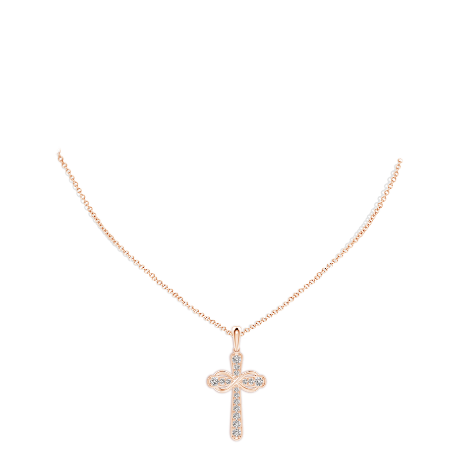 2.6mm IJI1I2 Pave-Set Diamond Cross and Sideways Infinity Pendant in Rose Gold pen