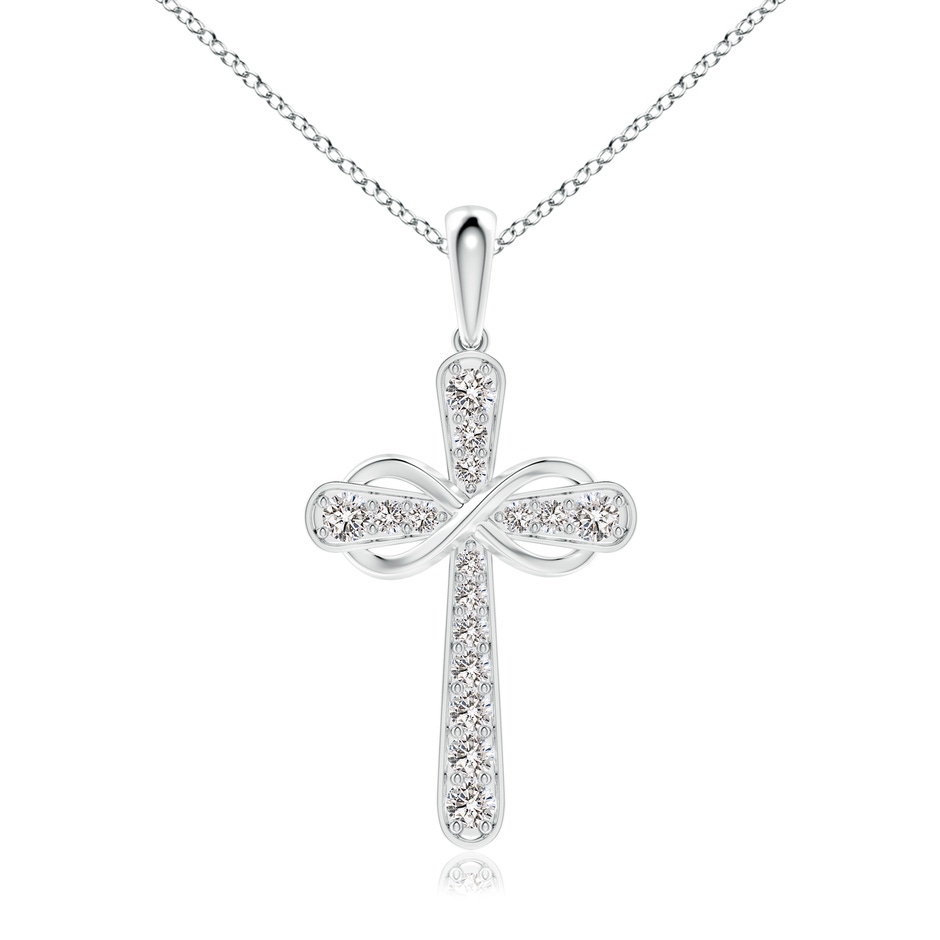 2.6mm IJI1I2 Pave-Set Diamond Cross and Sideways Infinity Pendant in White Gold 
