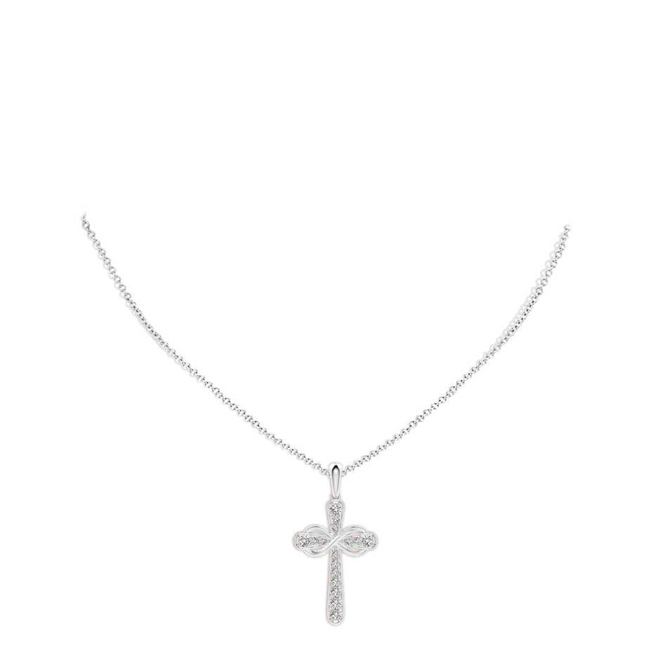 2.6mm IJI1I2 Pave-Set Diamond Cross and Sideways Infinity Pendant in White Gold pen