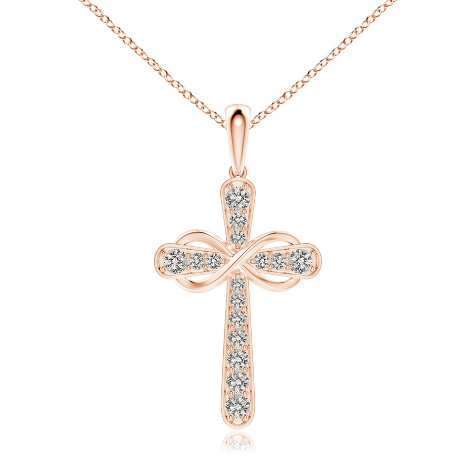 2.6mm KI3 Pave-Set Diamond Cross and Sideways Infinity Pendant in Rose Gold 