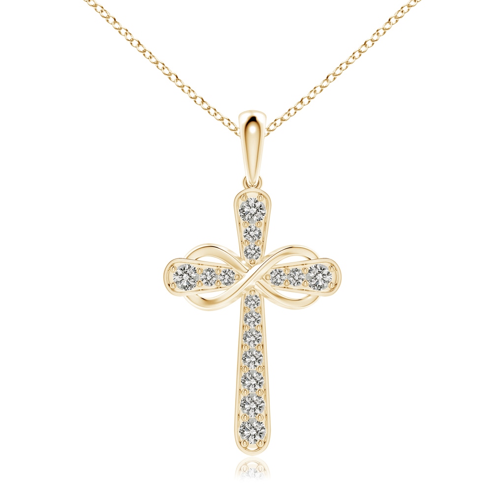 2.6mm KI3 Pave-Set Diamond Cross and Sideways Infinity Pendant in Yellow Gold