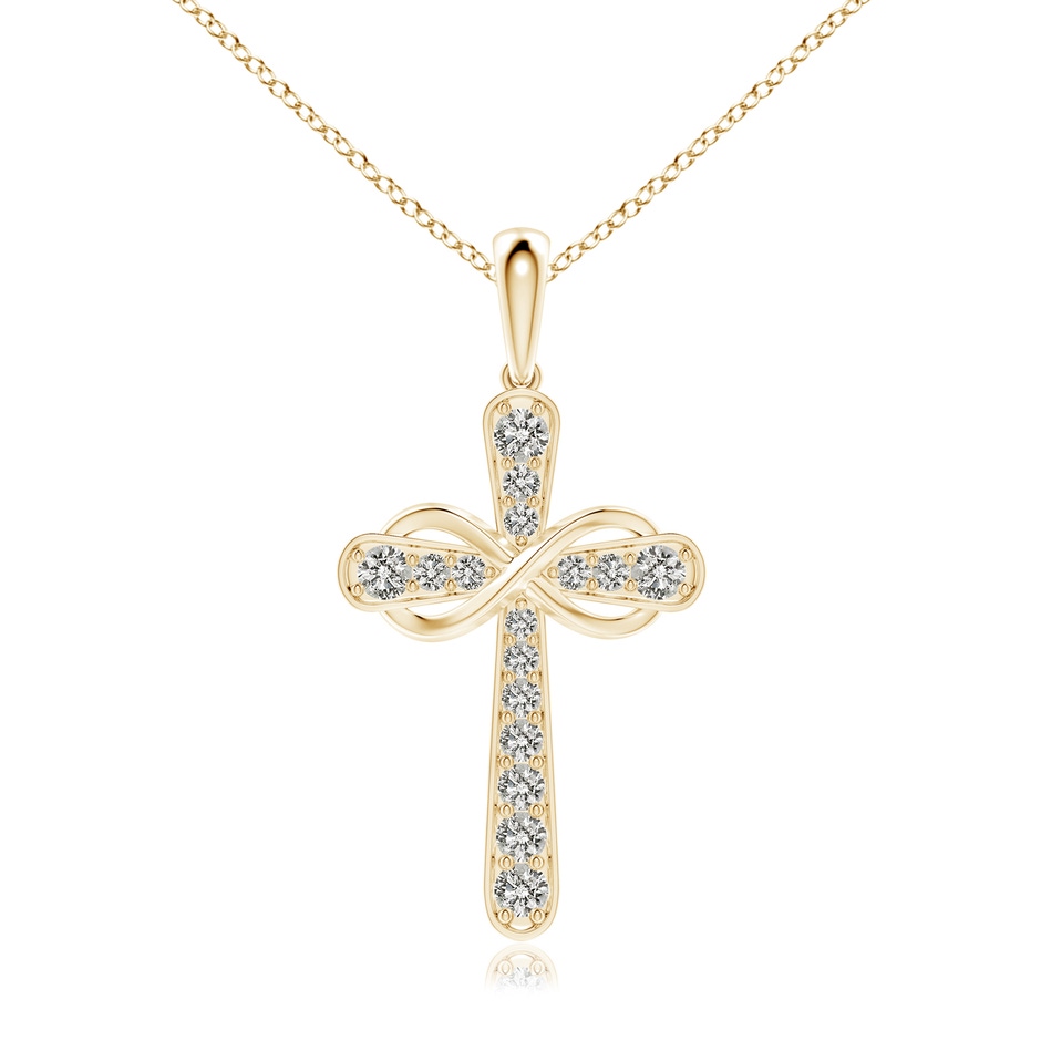 2.6mm KI3 Pave-Set Diamond Cross and Sideways Infinity Pendant in Yellow Gold 