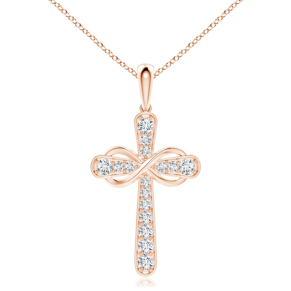 3.1mm GVS2 Pave-Set Diamond Cross and Sideways Infinity Pendant in 18K Rose Gold 