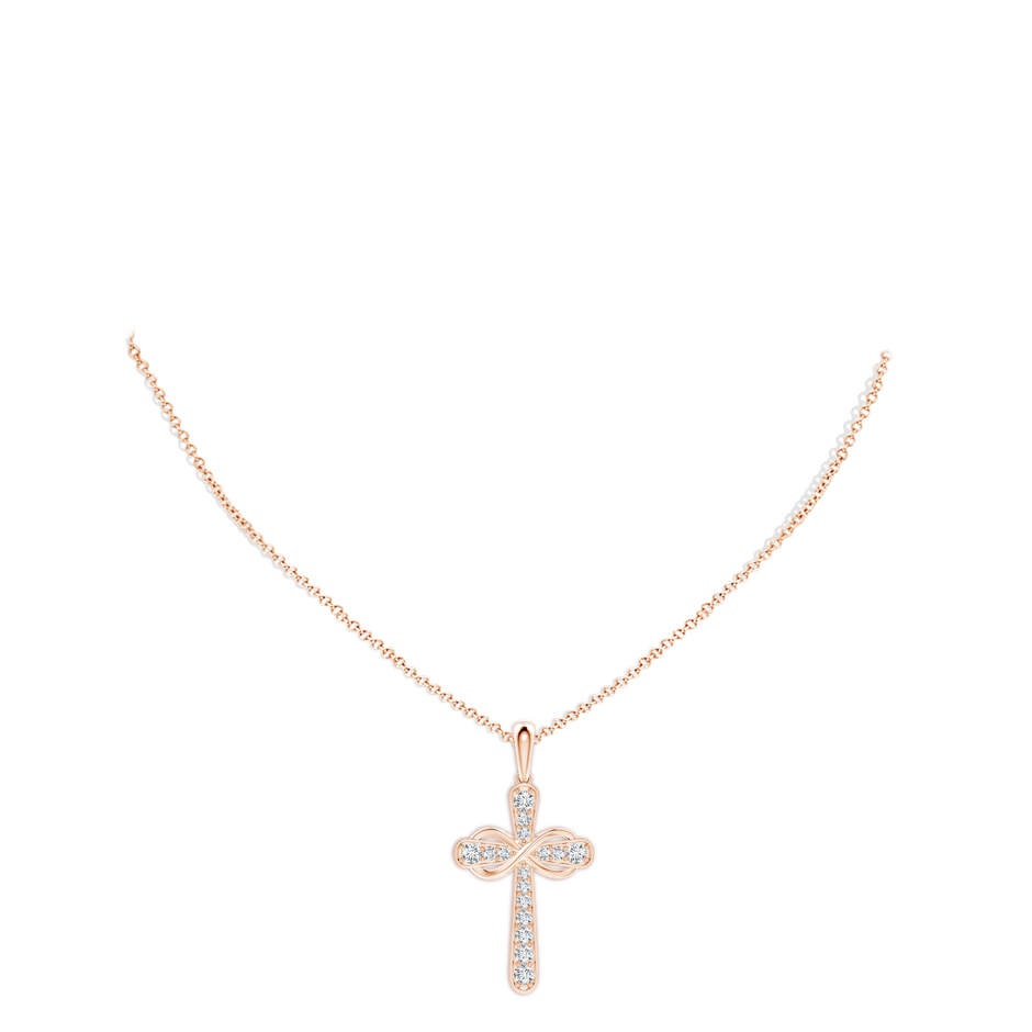 3.1mm GVS2 Pave-Set Diamond Cross and Sideways Infinity Pendant in 18K Rose Gold pen
