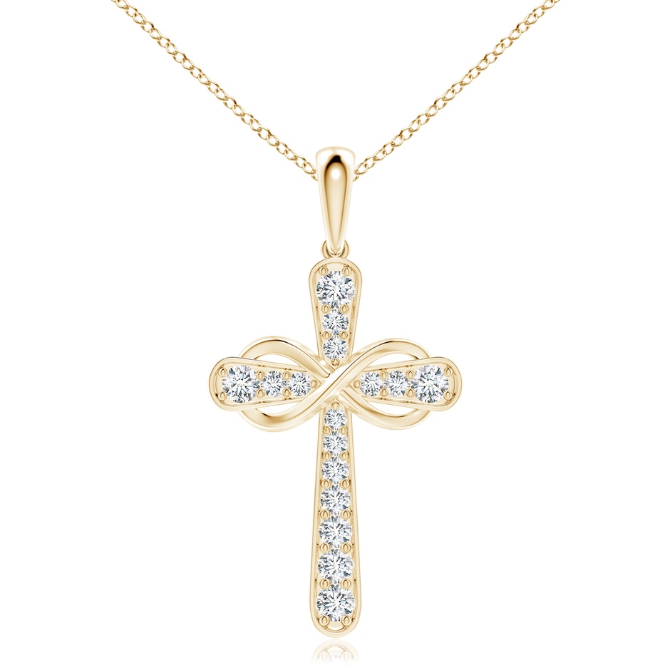 3.1mm GVS2 Pave-Set Diamond Cross and Sideways Infinity Pendant in 18K Yellow Gold 