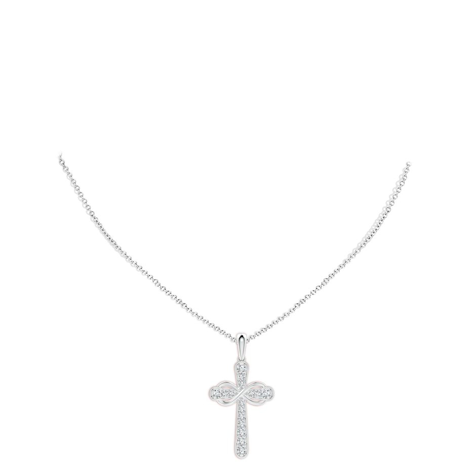 3.1mm GVS2 Pave-Set Diamond Cross and Sideways Infinity Pendant in P950 Platinum pen