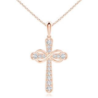 3.1mm GVS2 Pave-Set Diamond Cross and Sideways Infinity Pendant in Rose Gold