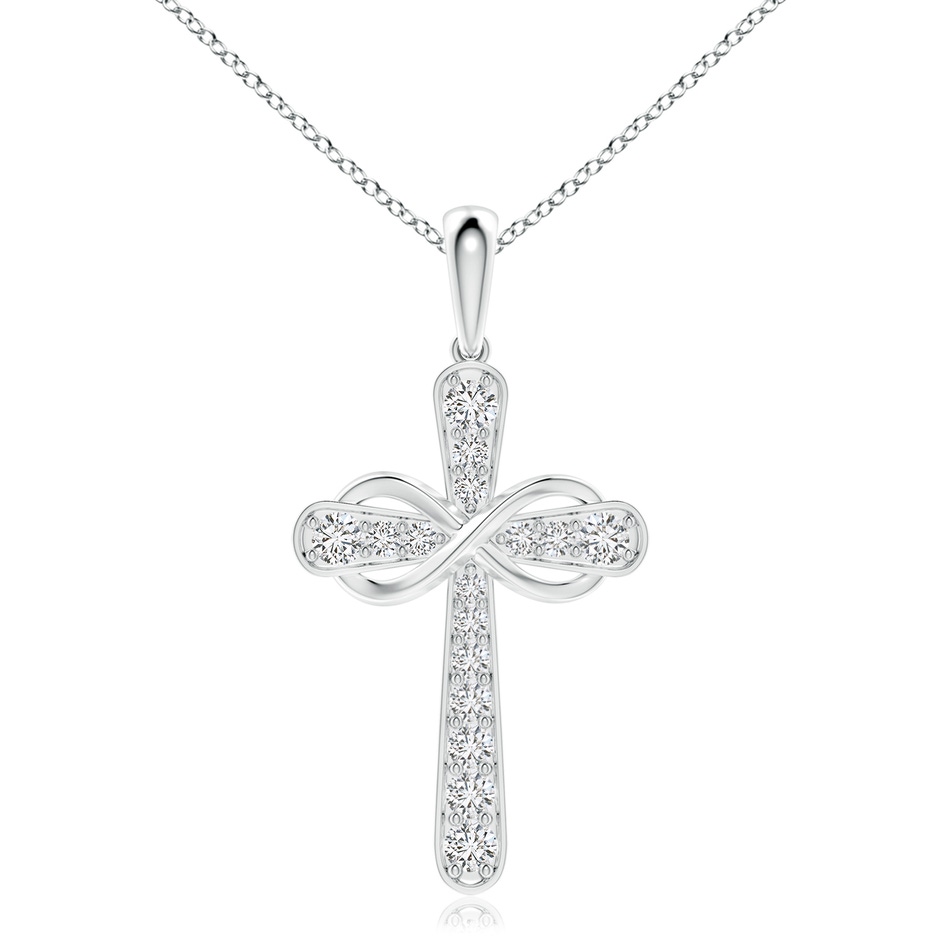 3.1mm HSI2 Pave-Set Diamond Cross and Sideways Infinity Pendant in 18K White Gold 