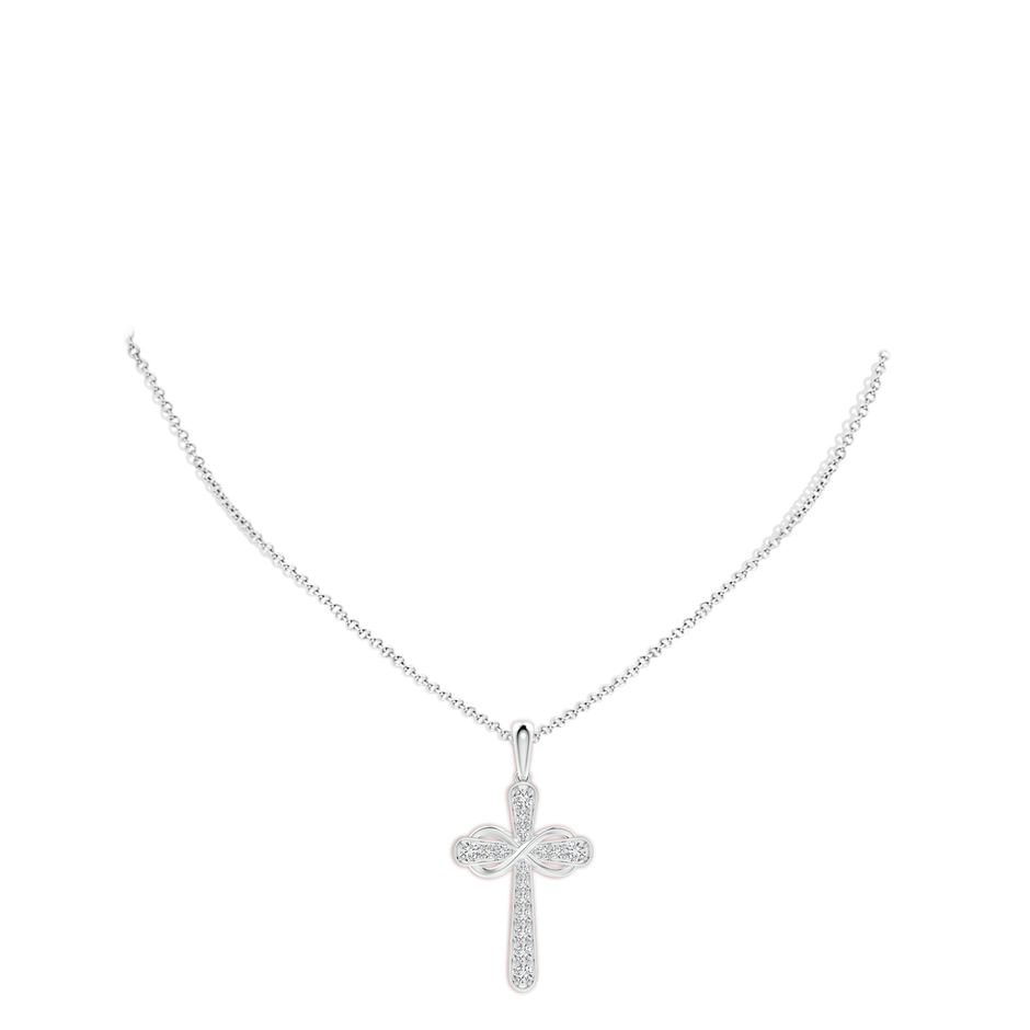 3.1mm HSI2 Pave-Set Diamond Cross and Sideways Infinity Pendant in 18K White Gold pen