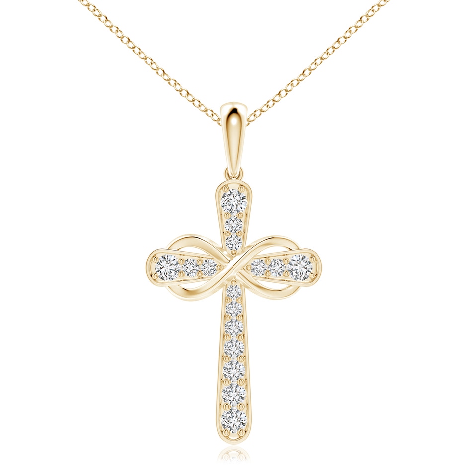 3.1mm HSI2 Pave-Set Diamond Cross and Sideways Infinity Pendant in 18K Yellow Gold 