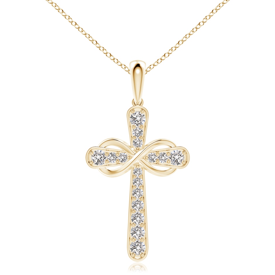 3.1mm IJI1I2 Pave-Set Diamond Cross and Sideways Infinity Pendant in 18K Yellow Gold 