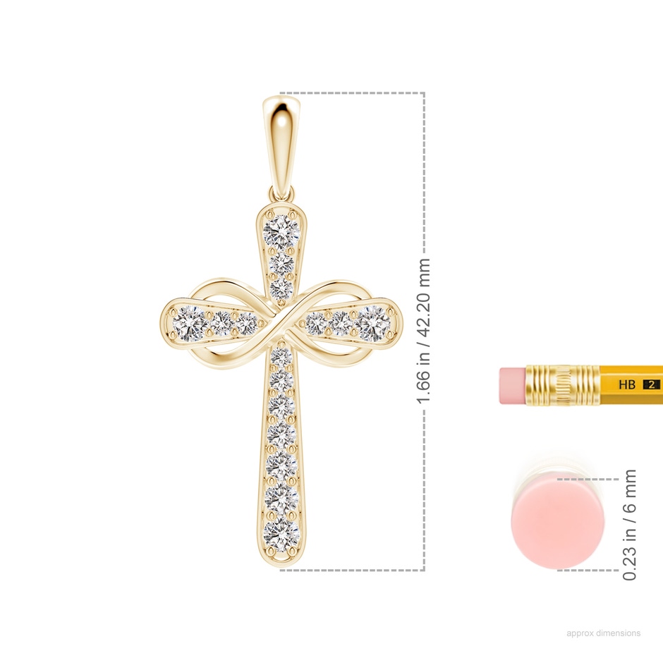 3.1mm IJI1I2 Pave-Set Diamond Cross and Sideways Infinity Pendant in 18K Yellow Gold ruler