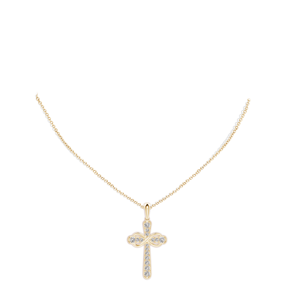 3.1mm IJI1I2 Pave-Set Diamond Cross and Sideways Infinity Pendant in 18K Yellow Gold pen