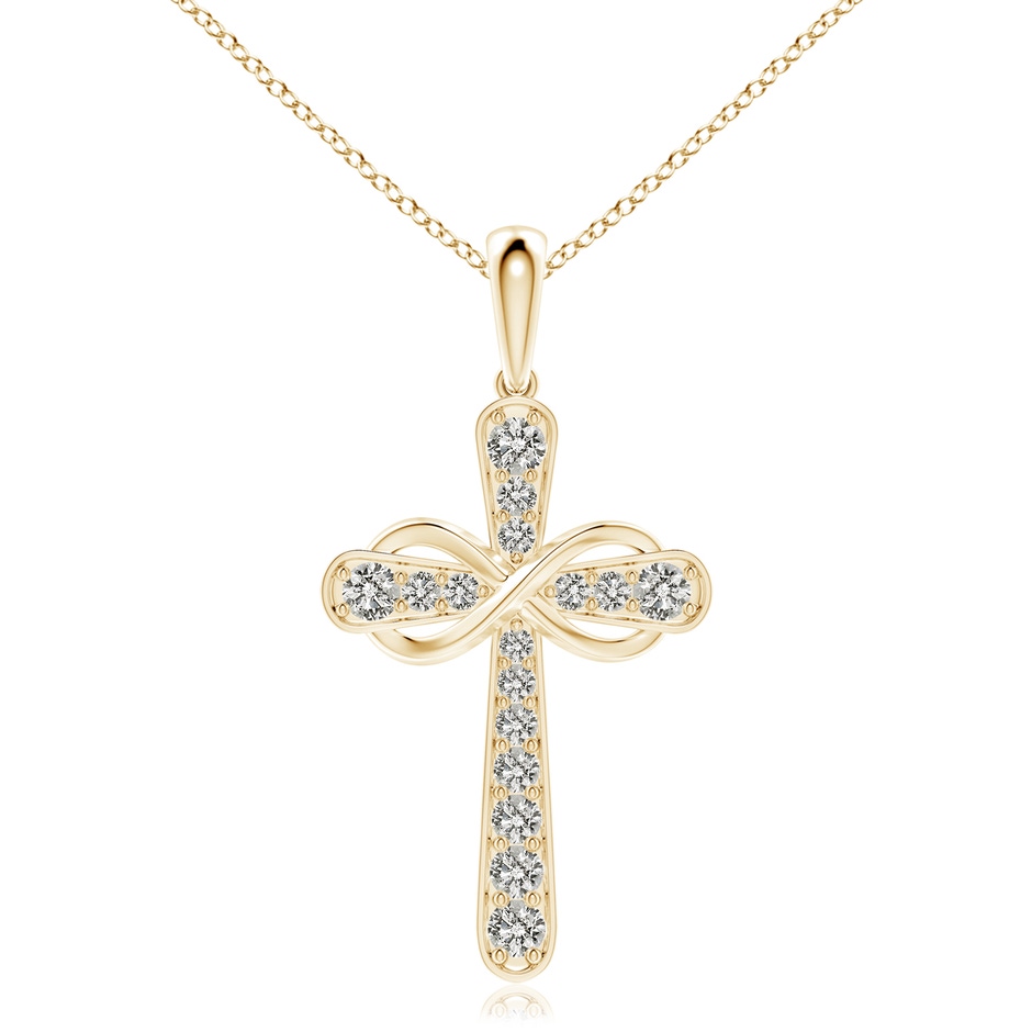 3.1mm KI3 Pave-Set Diamond Cross and Sideways Infinity Pendant in 18K Yellow Gold 