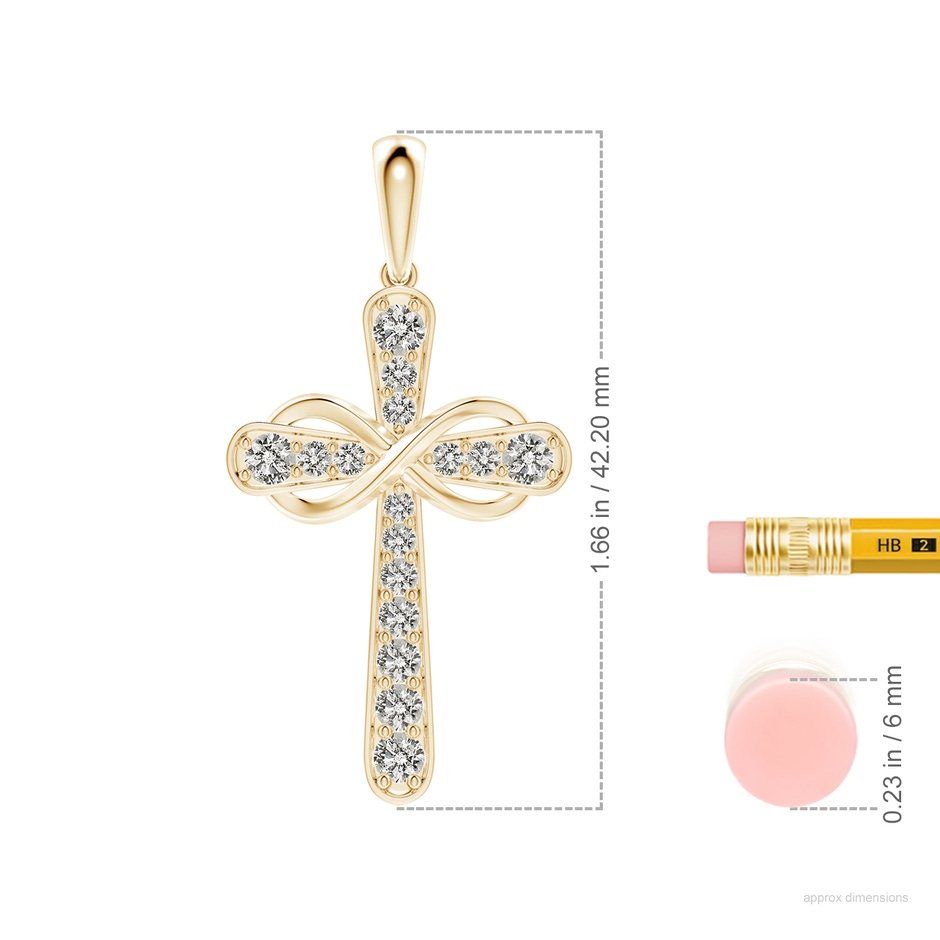 3.1mm KI3 Pave-Set Diamond Cross and Sideways Infinity Pendant in 18K Yellow Gold ruler