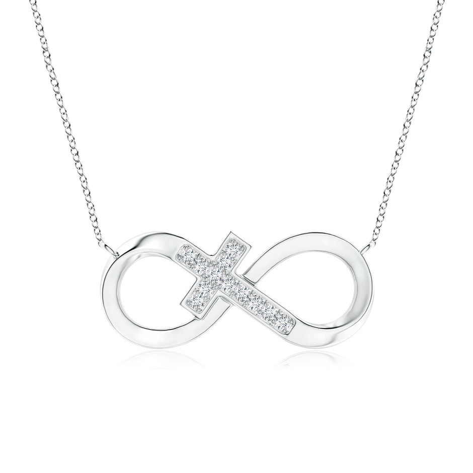 1.2mm GVS2 Pave-Set Diamond Sideways Infinity Cross Pendant in 18K White Gold 