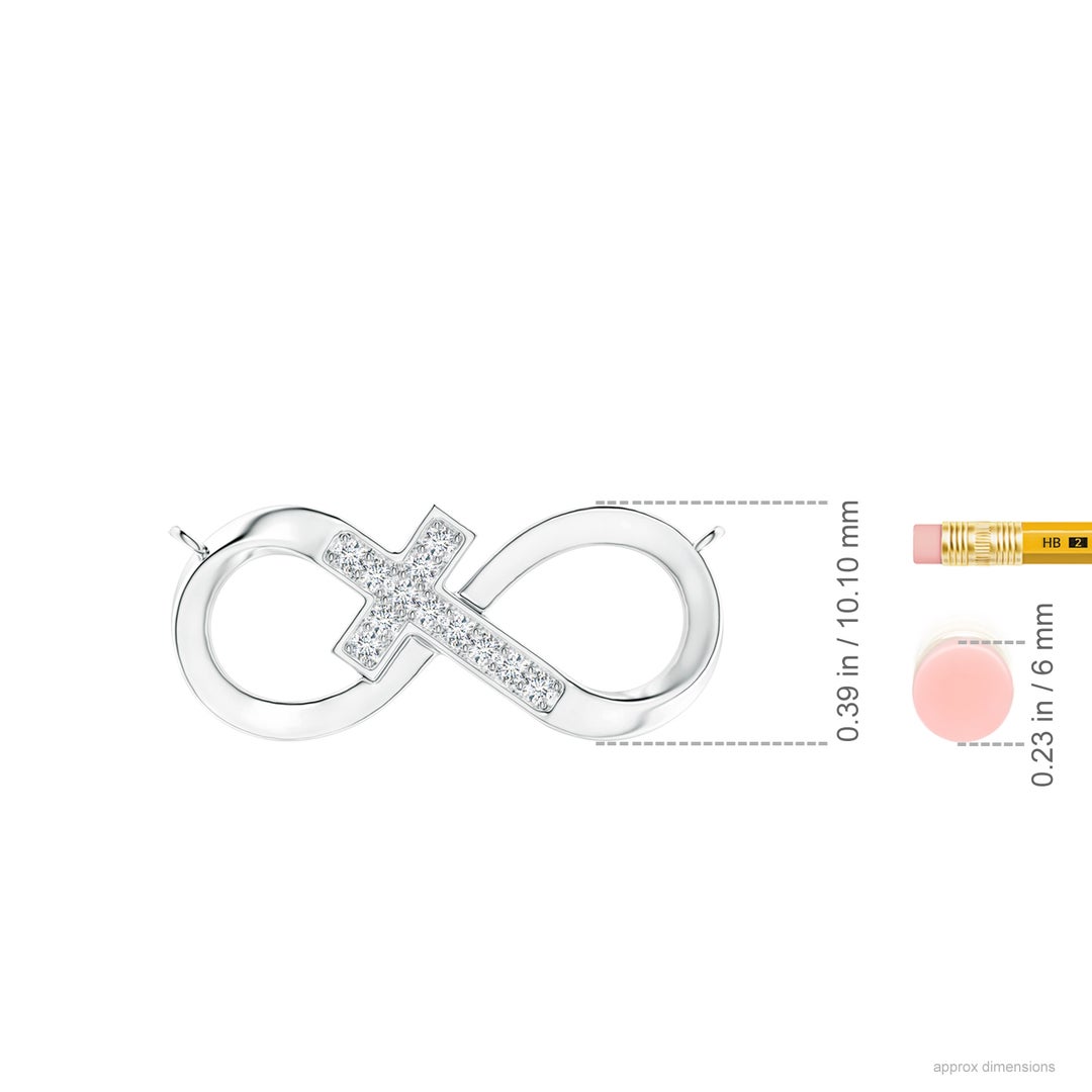 1.2mm GVS2 Pave-Set Diamond Sideways Infinity Cross Pendant in 18CT White Gold - ruler
