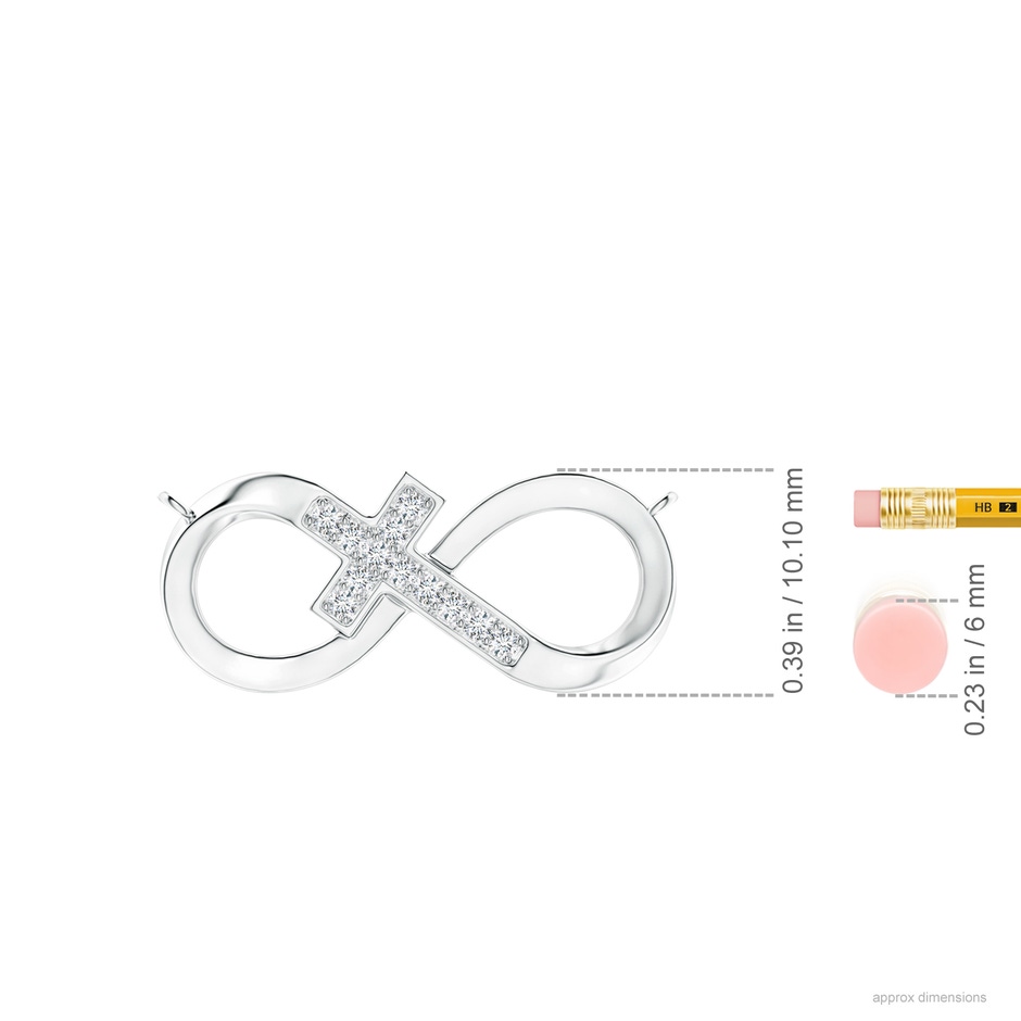 1.2mm GVS2 Pave-Set Diamond Sideways Infinity Cross Pendant in P950 Platinum ruler