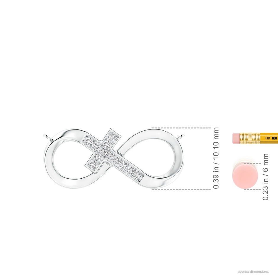 1.2mm HSI2 Pave-Set Diamond Sideways Infinity Cross Pendant in White Gold ruler